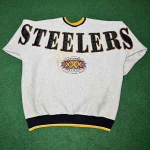 Vintage Pittsburgh Steelers Spell out Crewneck 90s Rare XXL Superbowl Sweatshirt